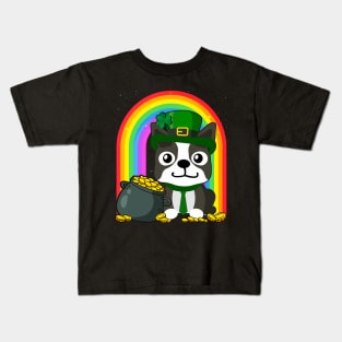 Boston Terrier Rainbow Irish Clover St Patrick Day Dog Gift product Kids T-Shirt